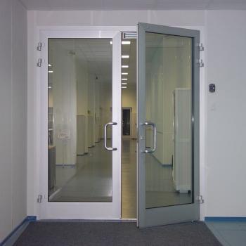 дверь из алюминия со стеклом от пола до потолка